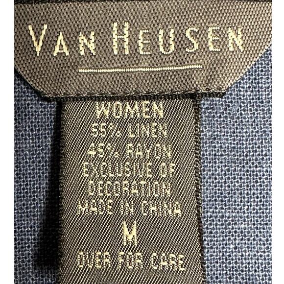 Van Heusen Blue Sleeveless Midi Linen Blend Dress Size M - Picture 4 of 5